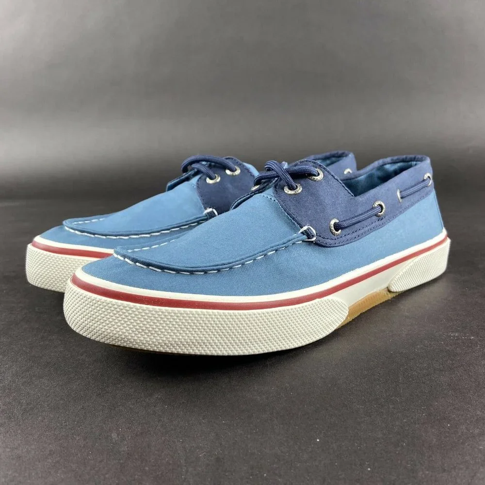 Sperry Men's Halyard 2-Eyed Memory Foam Nautical Navy Blue Boat Shoe Size 8